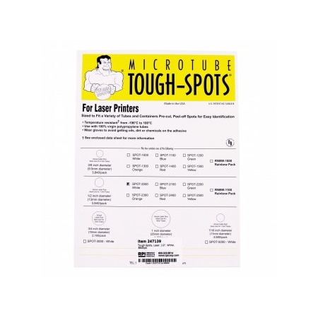 Diversified Biotech Tough-Spots, Laser, 1/2", White, 3840/pk, 3840PK 247139